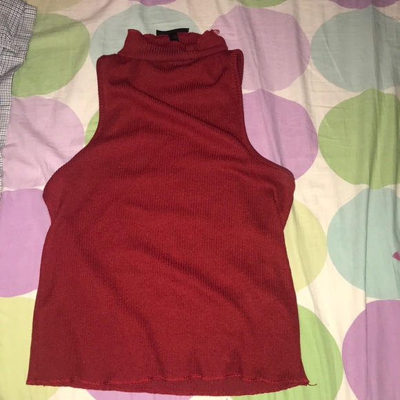 Topshop Tops - top shop red cropped turtleneck
